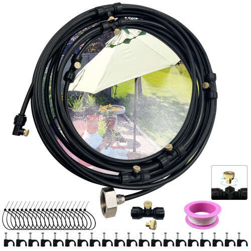 26ft Outdoor Misting System UV-Resistant Hose with 15