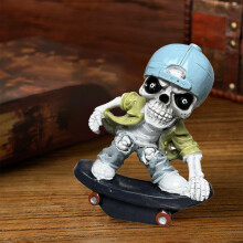 Skeleton Skateboard Ornament – Resin Halloween Decor, 1 Pc