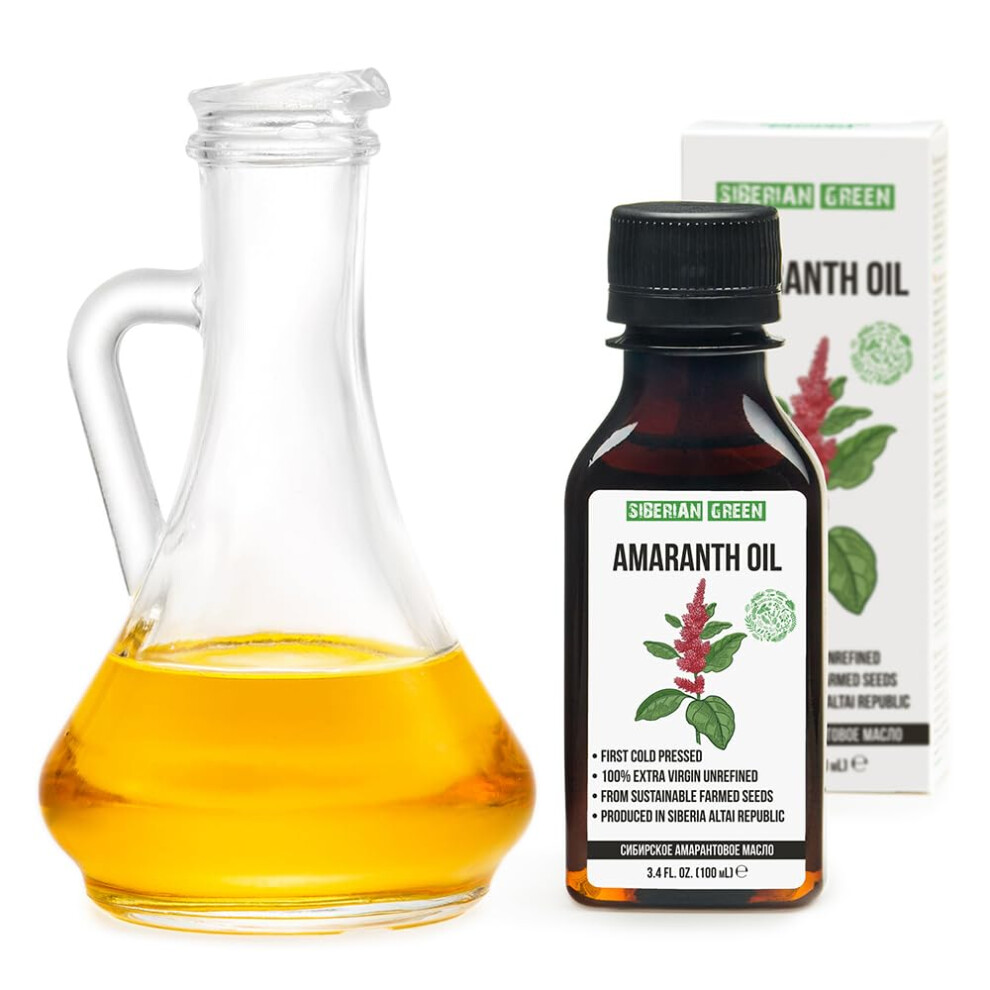Siberian Green Siberian Amaranth Oil | 100% Natural Extra Virgin Cold Pressed 100 Ml / 3.4 Fl Oz | Unrefined Raw No-Gmo Vegan | Exclusive Food Grade