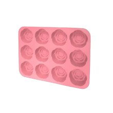 High Quality Food Safe Silicone Rose Flower Molds With 12-Pink