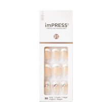 KISS imPRESS Manicura Postiza, Believe, Cuadrada Corta, Tecnología PureFit, Incluye Prep Pad, Lima, Palito y 30 Uñas Falsas
