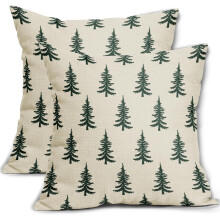 Kussenhoezen met kerstboommotief, 16x16 inch, set van 2, donker