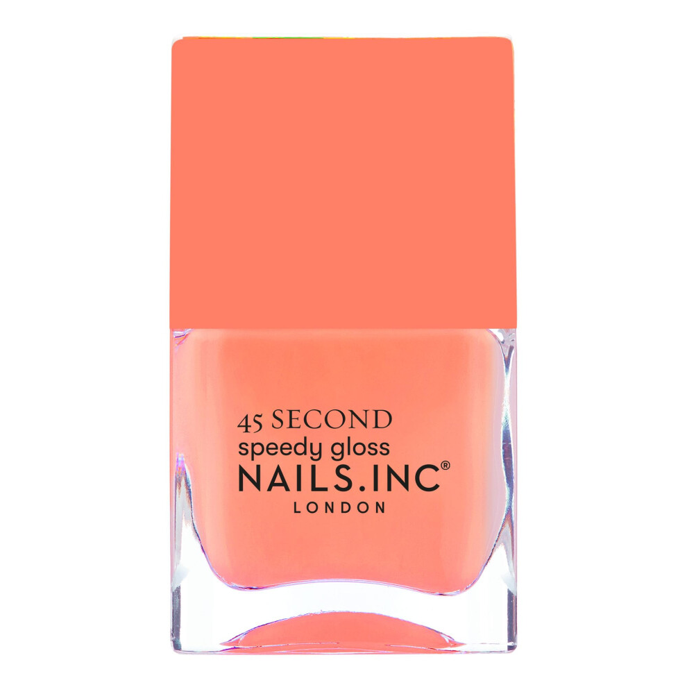 Nails Inc Orange 45 Second Speedy Gloss, Bella, Pastel Coral, Neon, No Chip, Long Lasting, Quick Dry, Air Dry, Professional Manicures & Pedicures, Fingernail