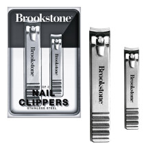 Brookstone Nail Clippers for Men and Women - Premium Stainless Steel Nail Clipper and Nail Cutter, Precision Grooming Set Includes Two Nail Clippers a