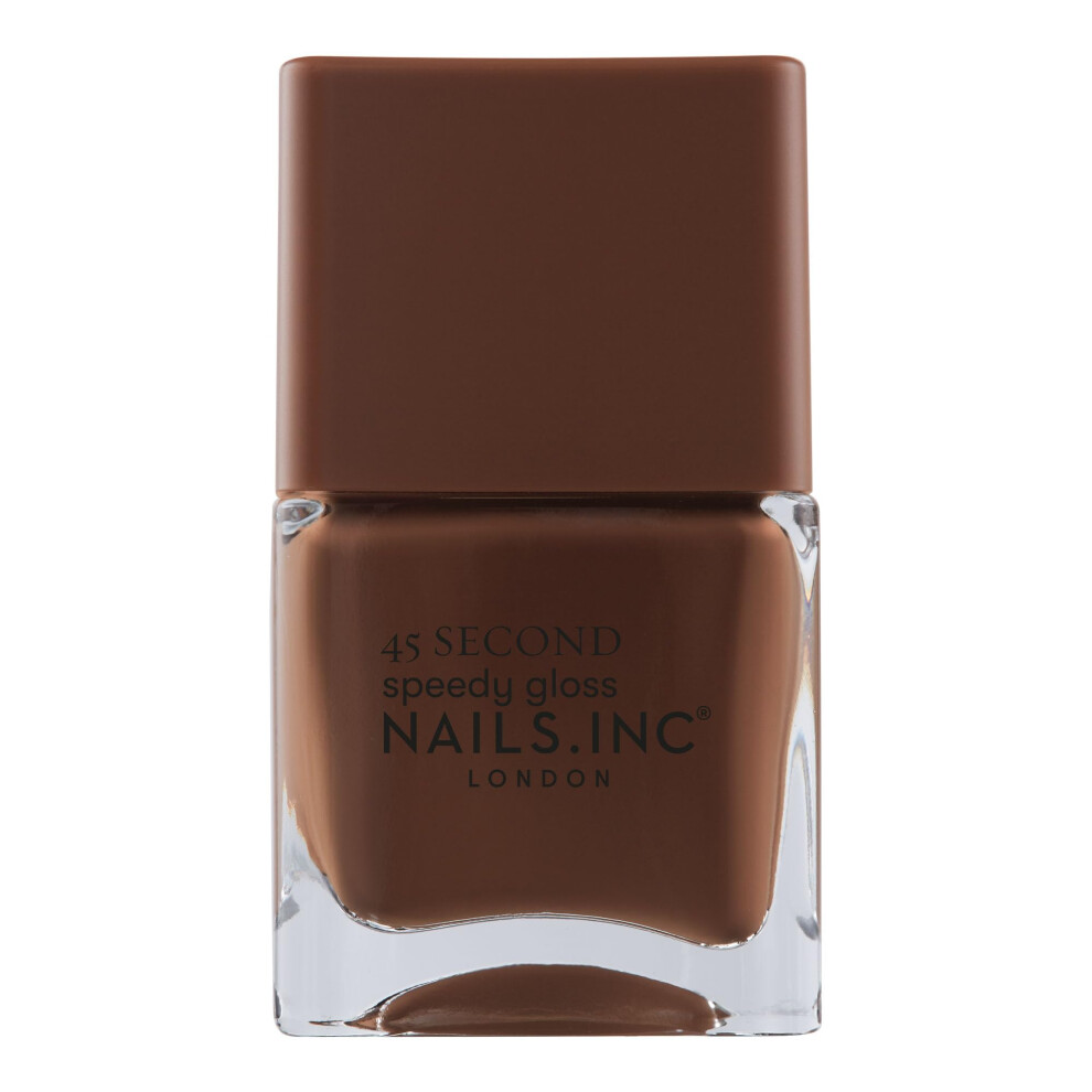 Nails Inc Brown 45 Second Speedy Gloss, Selena, Tan, Glossy, No Chip, Long Lasting, Quick Dry, Air Dry, Professional Manicures & Pedicures, Fingernail