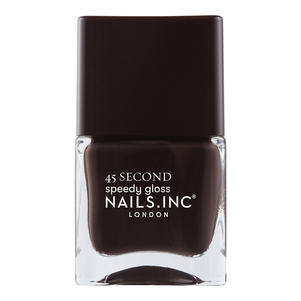 Nails Inc Brown 45 Second Speedy Gloss, Chelsea, Dark Glossy, No Chip, Long Lasting, Quick Dry, Air Dry, Professional Manicures & Pedicures, Fingerna