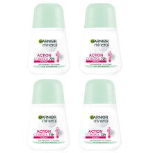 (Pack om 4) Garnier Mineral Action Control Thermisk Anti-perspirant Roll On för kvinnor 4x50ml