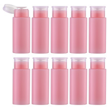 owlyee 5.3oz Nagellakremover Fles, 10PCS Push Down Pomp Alcohol Dispenser, Lege Aceton Containers (Roze)