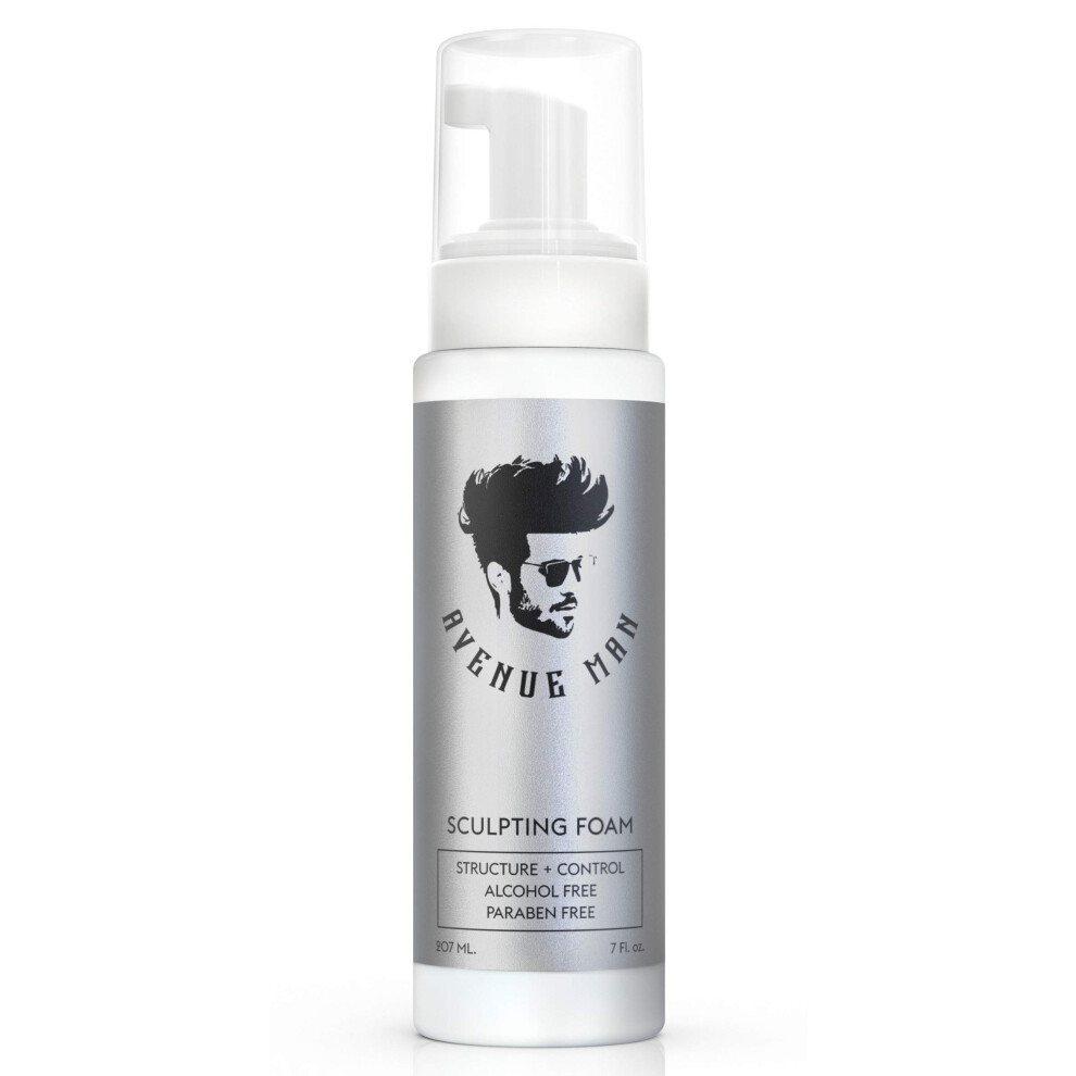 Avenue Man Sculpting Foam For Men - 7 Oz - Frizz Control & Firm Hold Hair Mousse For Men - Styling Hair Products - Mens Mousse For Hair Styling With N