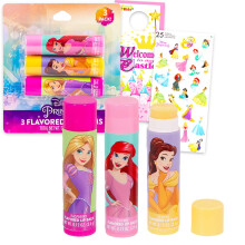 Disney Princess Lippenbalsem Set - 3 Tubes in Assortiment met Stickers voor Meisjes