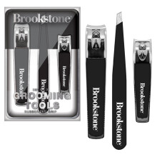 Brookstone Nagelknipper Set - Premium Roestvrijstalen Nagelknipper en Nagelschaartje met Rubber Grip, Inclusief Case en Pincet