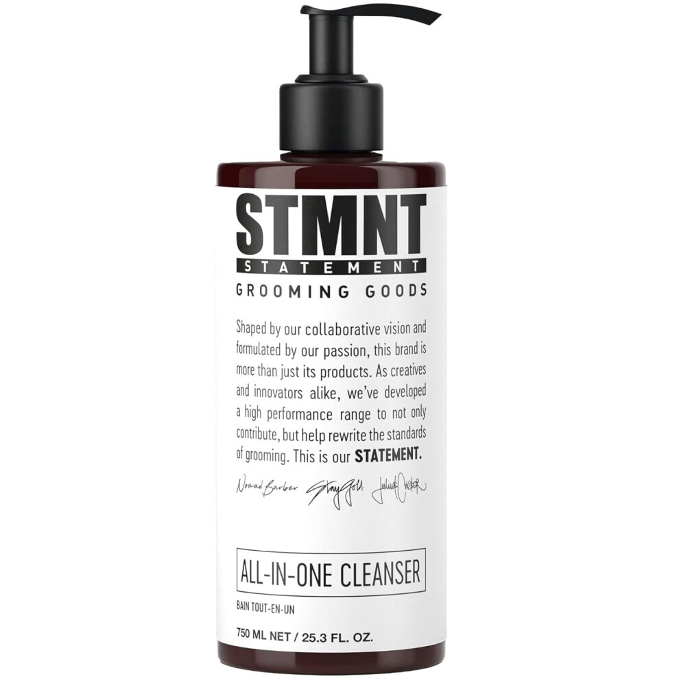 Stmnt Grooming Goods All-In-One Daily Cleanser, 25.3 Oz | Sls/Sles Sulfates Free | Extra Caring Formula W/Activated Charcoal & Menthol
