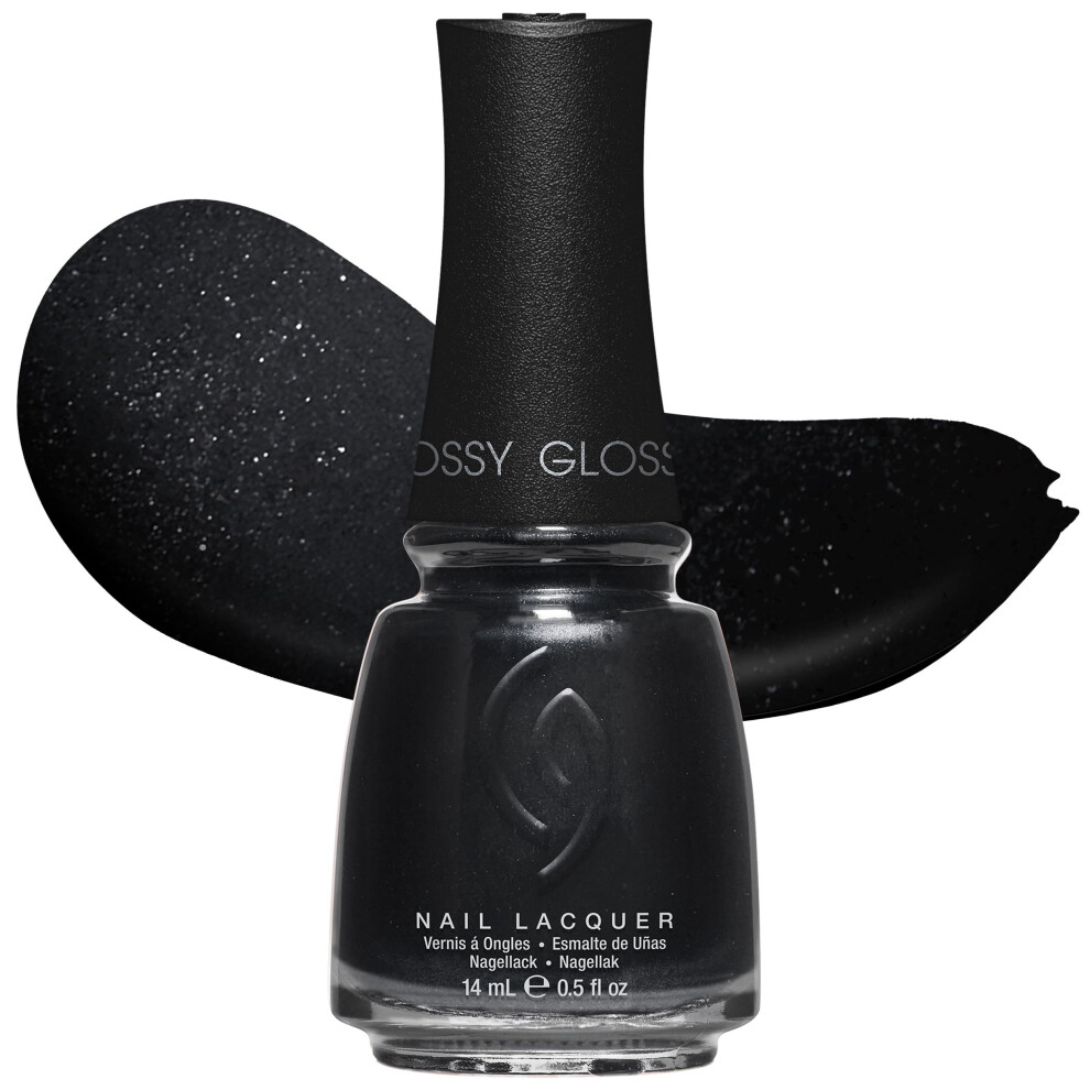 China Glaze Black Cg Nail Lacquer Diamond - Glitter Nail Polish, Quick Dry, Chip Resistant, Shimmer Glossy Finish For Diy Manicure, 0.5 Fl Oz