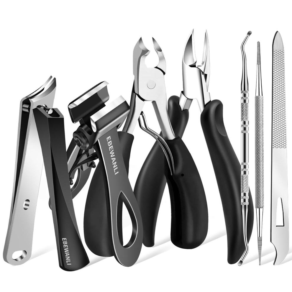 Ebewanli Toenail Clippers For Seniors Thick Toenails, Curved Blade Angled Nail Clippers And Straight Nail Clipper, Heavy Duty Ingrown Toenail Clippers