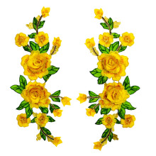 Autocollant de broderie de fleurs, couture sur vêtements,-Jaune