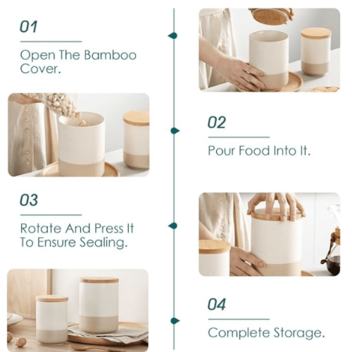 Ceramic Airtight Storage Jar Set of 3 1