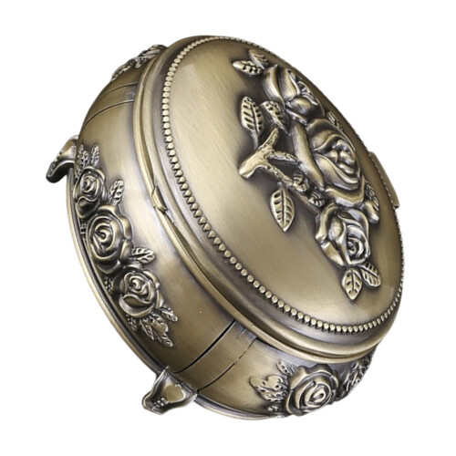 Emaille-Blumen-Schmuckkästchen mit Strasssteinen,-Bronze