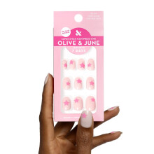 Olive & June Classic Super Stick Mani Press On Nails | Extra Korte Rond | Geen Lijm Nodig | 32 Nagels in 16 Maten | Niet Giftig