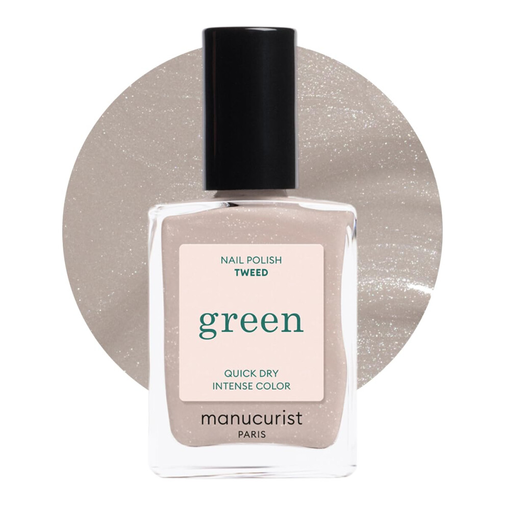 Manucurist Green,Grey Green Tweed - Grey Nail Polish - 9-Free, Vegan And Plant-Based - Quick Dry Manicure - Non Toxic - Made In France - 0.5 Fl Oz