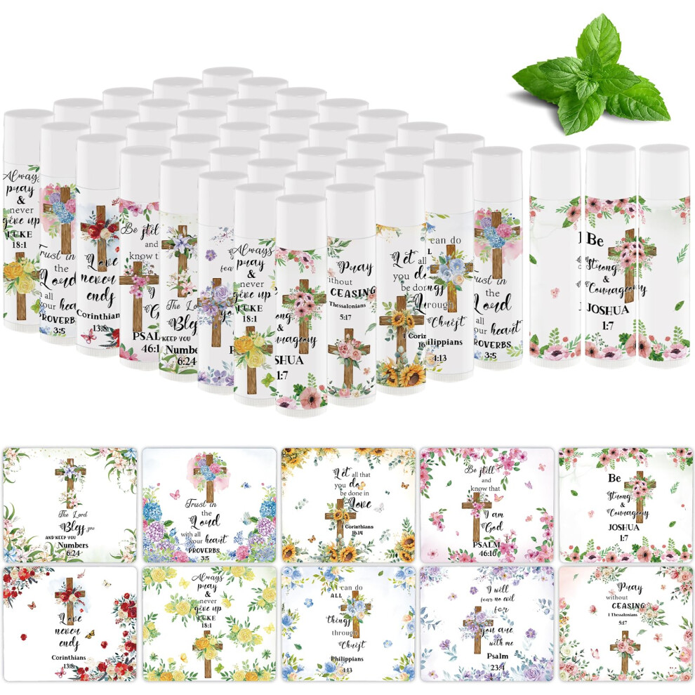 Nlicrst 50 Pcs Bible Verse Lip Balm Bulk Christian Thanksgiving Gifts For Women Faith Religious Inspirational Christmas Party Favors Scripture Moisturizing Li