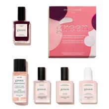 Manucurist Green System Set with Plum - Professional Vegan Plant-Based Manicure Kit: 1 Degreaser, 1 Base Coat, 1 Nail Polish Dark Wine, 1 Top Coat, Dr