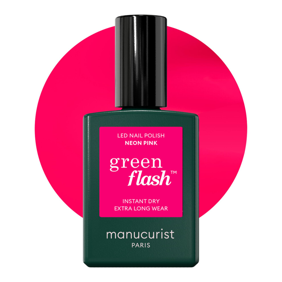 Manucurist Pink,Green Green Flash Led Fluorescent Pink Neon Pink Gel Nail Polish - Vegan, 12-Free, Plant-Based Gel Polish - Strengthens And Protects The Nail - N