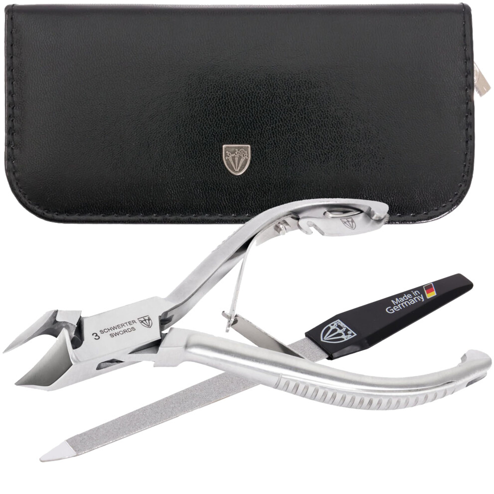 3 Swords Germany - Brand Quality Professional Toe Nail Nipper Clipper Set Stainless Steel Wave Nipper, Head Cutter, Nail File With Case For Ingrown To