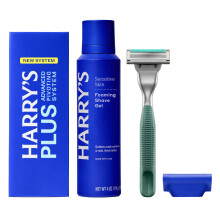 HARRY'S PLUS: Shaving Kit for Men - Premium Handle, Razor Blade Cartridge, 4 oz Foaming Shave Gel, and Travel Blade Cover - Advanced Pivoting System -