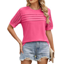 Women's Short Sleeve Dressy Tops Tops Trendy Casual-rose red XL