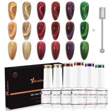 Nicedeco Hema Fri Cruelty Free Vegan Cat Eye Gel Nagellack, Hög Glans Långvarig Soak Off LED U V Gel 6 Färger Set 44