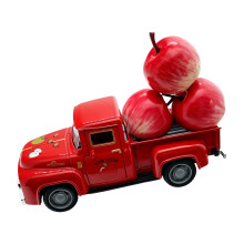 Apples Decors Metal Truck with Mini Fake Apples for Kitchen-Red