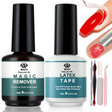 WAYI Gel Polish Remover Kit - Magic Gel Remover + Liquid Latex Cuticle Guard + Nagelset, Snelle Gelverwijdering