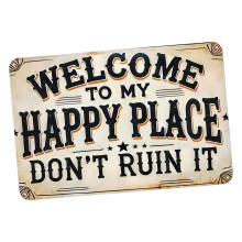 Houten wandborden Hangende kunstdecors Welkom bij Happy Place