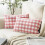 Gingham Throw Pillow Set Pink White 12x20 in 2 Pack 1