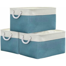 Fabric Storage Bins Set of 3 – Grey Cube Organisers 20L
