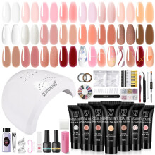 ROSALIND 20PCS Poly Nagel Gel Kit met Nagellamp Wit Bruin Poly Nagels Gel Set Met UV Lamp