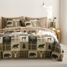 Rustic Duvet Cover Set Brown Queen 3-Piece
