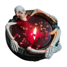Skeleton Skull Flameless Candle, Battery-Operated, 1 Pack