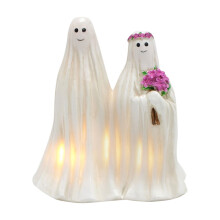 Resin Ghost Bride and Groom Ornament with Lights