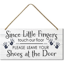 Wood 'Please Remove Shoes' Door Sign 12x6 in