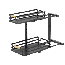 Large Capacity Under Sink Organizers Carbon Steel Kitchen-Black
