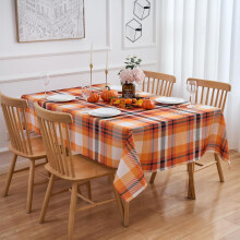 Orange and Black Tartan Tablecloth 60x120 in