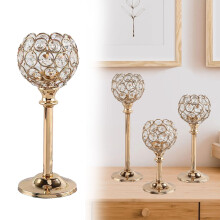 Gold Tealight Candle Holders Set 3-Piece Tall Candelabras