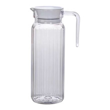 Brocca in plastica trasparente con coperchio a pressione, 1,5 litri, adatta al contatto con gli alimenti.