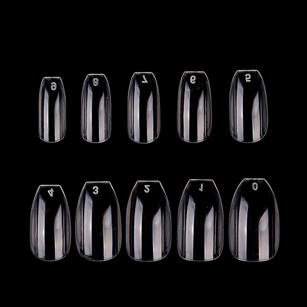 Yimart Coffin Fake Nails 500Pcs Ballerina Acrylic Nails Full Cover Ballet Shape Artificial False Nail Tips For Decoration Nails Salon (Clear Coffin)