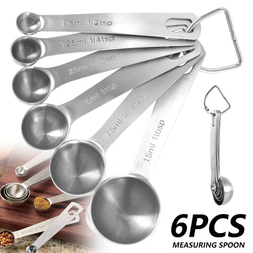 6-Piece Stainless Steel Measuring Spoons Set