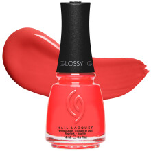 China Glaze CG Nagellack Sun-Set the Mood - Vibrant Korallröd Nagellack, Snabbtorkande, Slitstark Glansig Finish, 0.5 fl