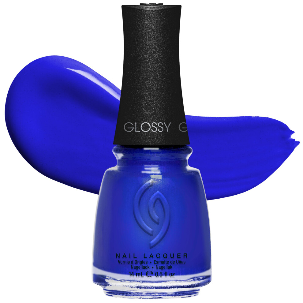 China Glaze Blue Cg Nail Lacquer Crushin' On - Bright, Sapphire Nail Polish, Quick Dry, Chip Resistant, Glossy Finish For Diy Manicure, 0.5 Fl Oz