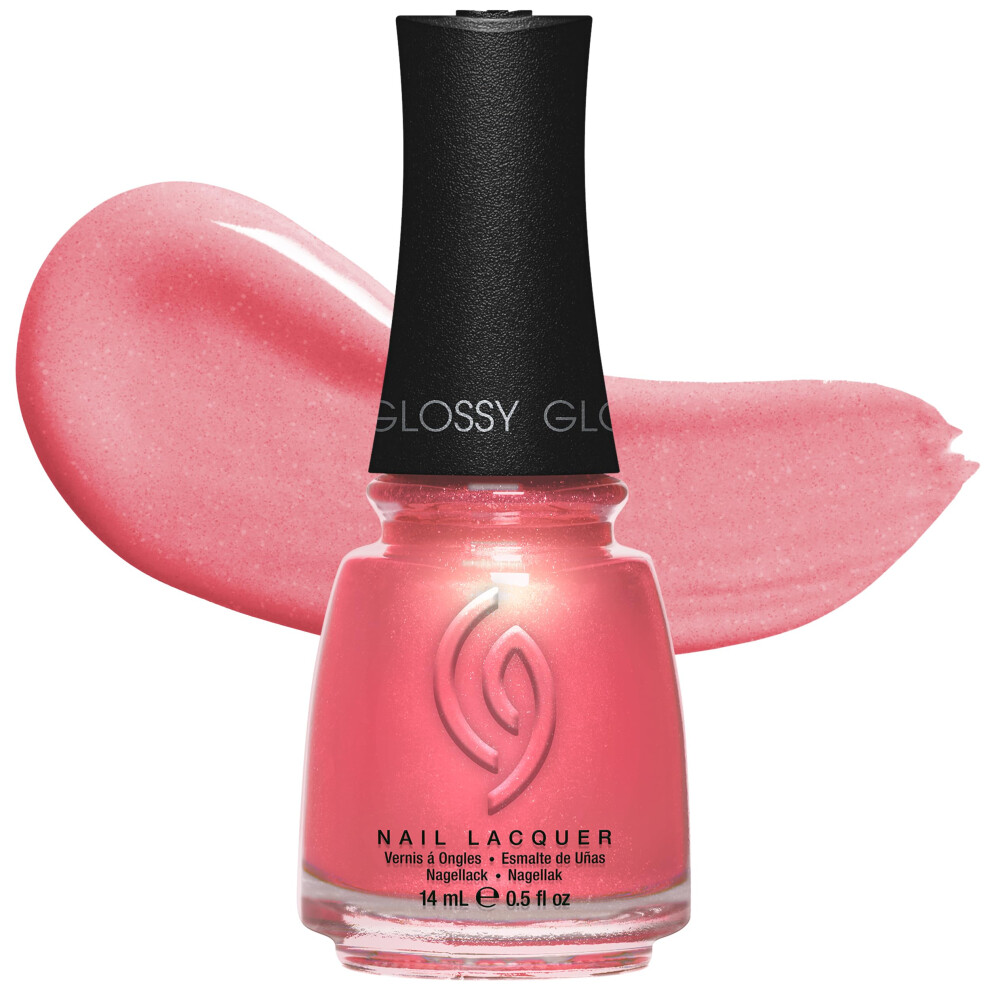 China Glaze Pink,Orange Cg Nail Lacquer Moment In The Sunset - Coral Pink Nail Polish, Quick Dry, Chip Resistant, Shimmer Glossy Finish For Salon & Diy Manicure,