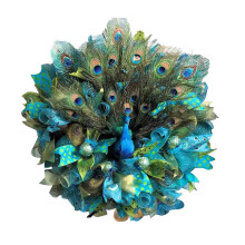 Peacock Feather Wreath Blue Rattan Ring